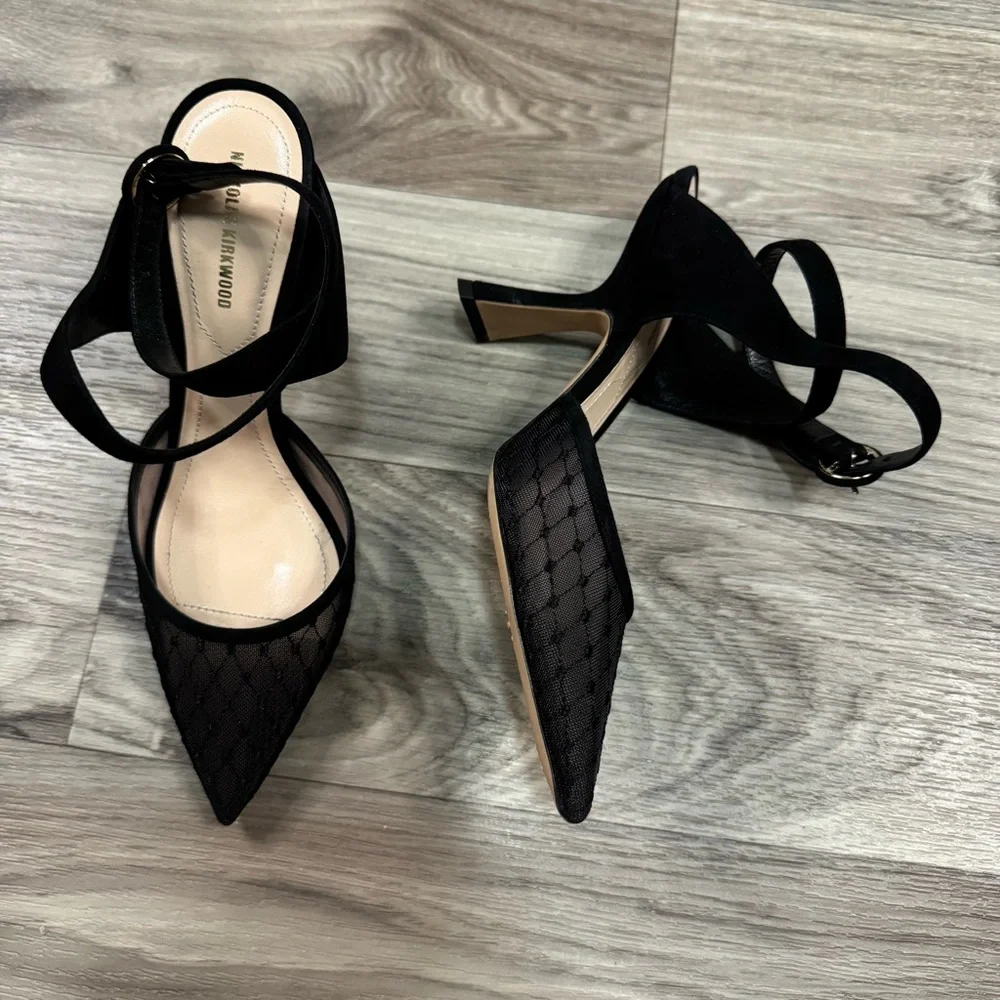 Nicholas Kirkwood Lexi Strap Pump Fishnet Mesh & Suede Black Size 38